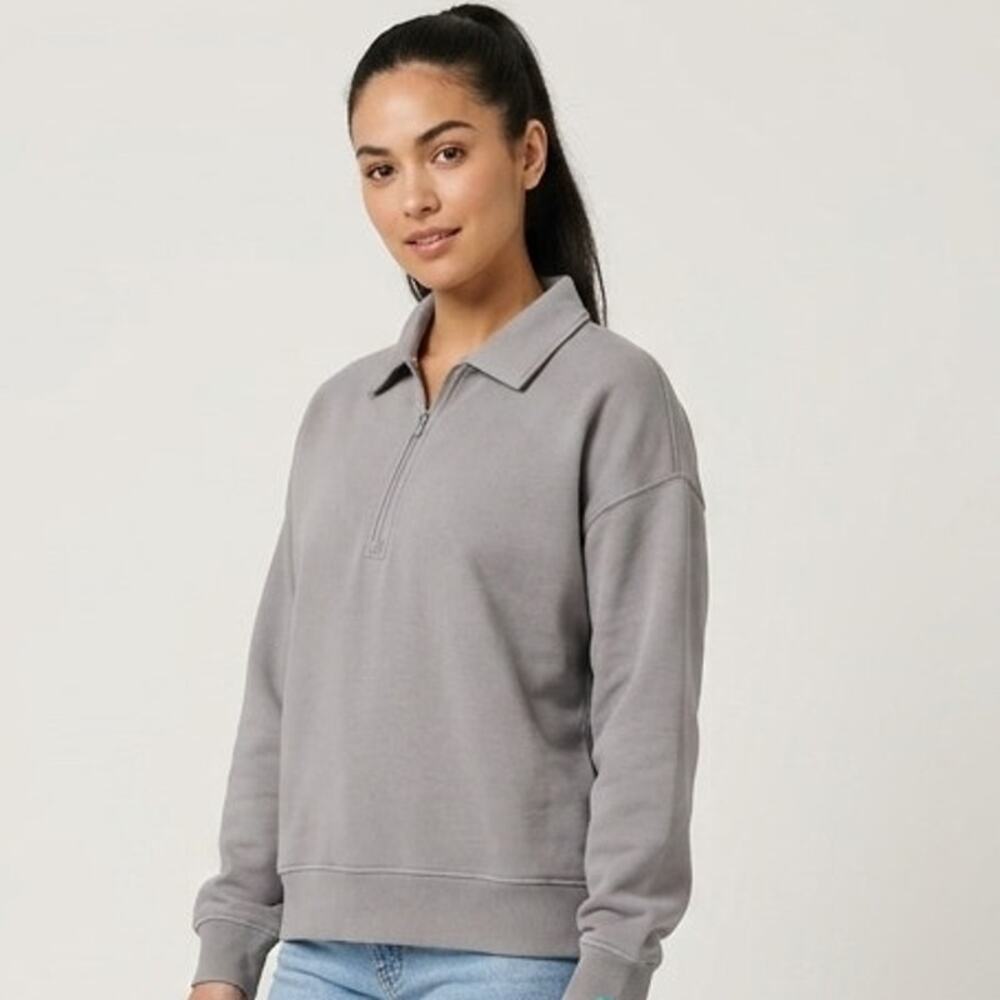 Levelwear Pullover Sweatshirt Womens M Gray Stretch Quarter-Zip Long Sleeve